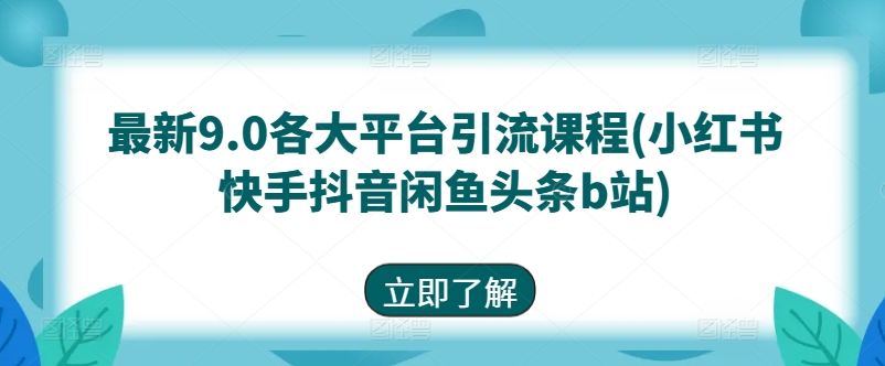 最新9.0各大平台引流课程(小红书快手抖音闲鱼头条b站)-文强博客