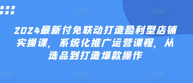 2024最新付免联动打造盈利型店铺实操课，​系统化推广运营课程，从选品到打造爆款操作-文强博客