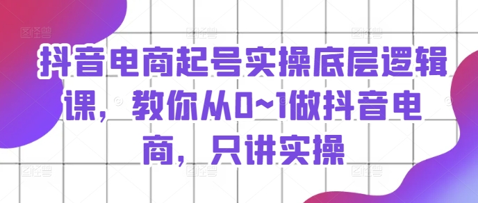 抖音电商起号实操底层逻辑课，教你从0~1做抖音电商，只讲实操-文强博客