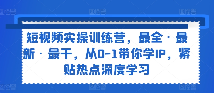 短视频实操训练营，最全·最新·最干，从0-1带你学IP，紧贴热点深度学习-文强博客