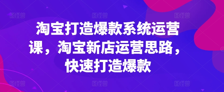 淘宝打造爆款系统运营课，淘宝新店运营思路，快速打造爆款-文强博客