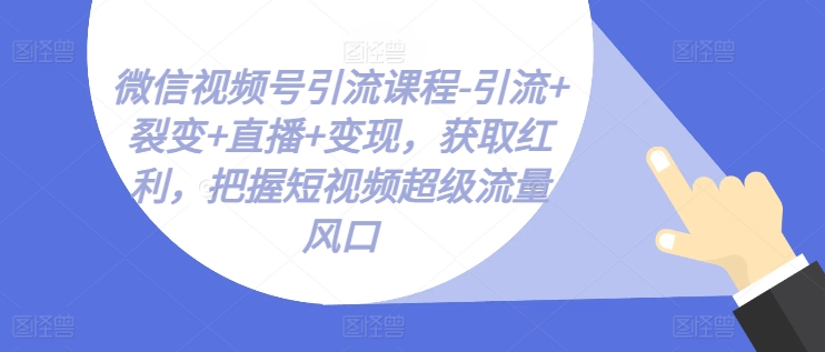 微信视频号引流课程-引流+裂变+直播+变现，获取红利，把握短视频超级流量风口-文强博客