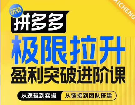 拼多多极限拉升盈利突破进阶课，​从算法到玩法，从玩法到团队搭建，体系化系统性帮助商家实现利润提升-文强博客