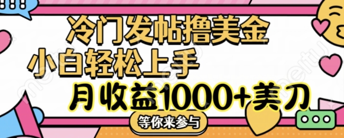 冷门发帖撸美金项目，月收益1000+美金，简单无脑，干就完了【揭秘】-文强博客