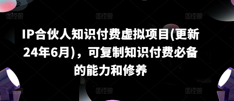 IP合伙人知识付费虚拟项目(更新24年6月)，可复制知识付费必备的能力和修养-文强博客