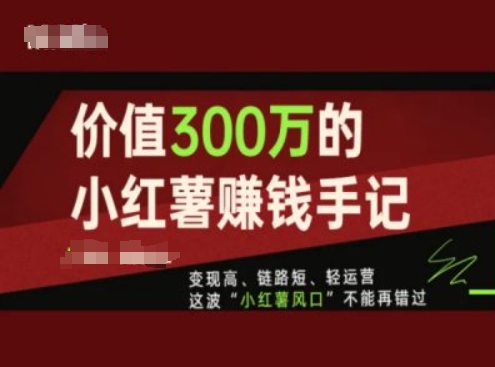 价值300万的小红书赚钱手记，变现高、链路短、轻运营，这波“小红薯风口”不能再错过-文强博客