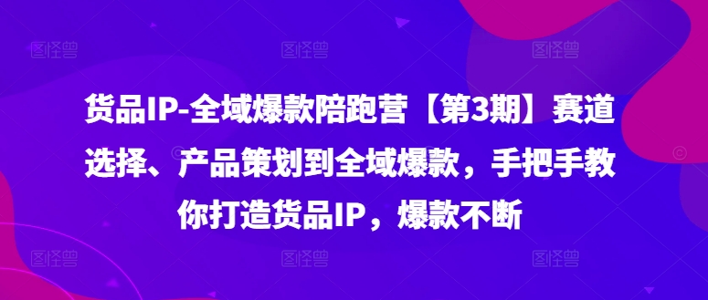 货品IP全域爆款陪跑营【第3期】赛道选择、产品策划到全域爆款，手把手教你打造货品IP，爆款不断-文强博客