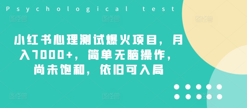 小红书心理测试爆火项目，月入7000+，简单无脑操作，尚未饱和，依旧可入局-文强博客