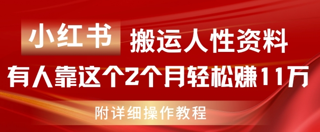 小红书搬运人性资料，有人靠这个2个月轻松赚11w，附教程【揭秘】-文强博客