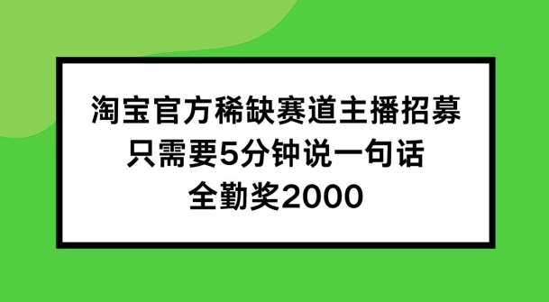 淘宝官方稀缺赛道主播招募 ，只需要5分钟说一句话， 全勤奖2000【揭秘】-文强博客