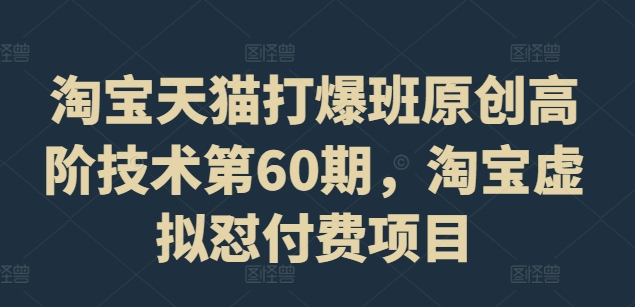 淘宝天猫打爆班原创高阶技术第60期，淘宝虚拟怼付费项目-文强博客