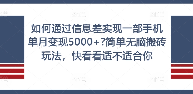 如何通过信息差实现一部手机单月变现5000+?简单无脑搬砖玩法，快看看适不适合你【揭秘】-文强博客