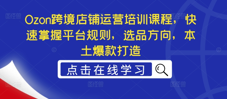 Ozon跨境店铺运营培训课程，快速掌握平台规则，选品方向，本土爆款打造-文强博客