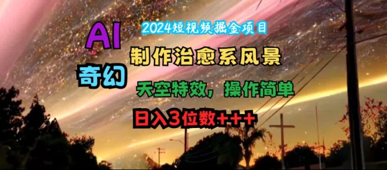 2024短视频掘金项目，AI制作治愈系风景，奇幻天空特效，操作简单，日入3位数【揭秘】-文强博客