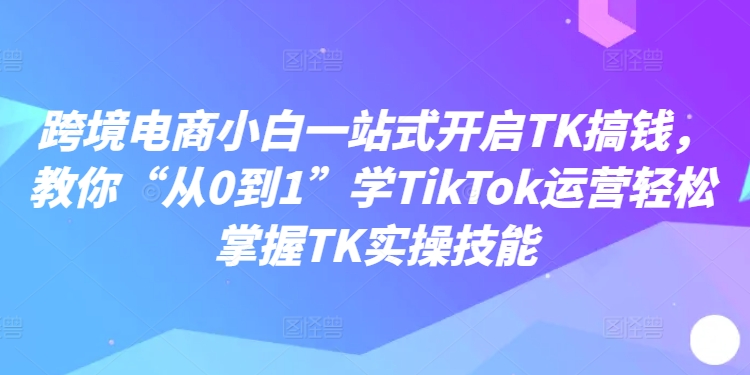 跨境电商小白一站式开启TK搞钱，教你“从0到1”学TikTok运营轻松掌握TK实操技能-文强博客