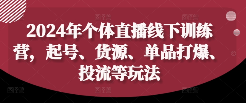 2024年个体直播训练营，起号、货源、单品打爆、投流等玩法-文强博客