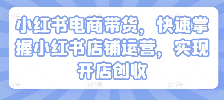 小红书电商带货，快速掌握小红书店铺运营，实现开店创收-文强博客