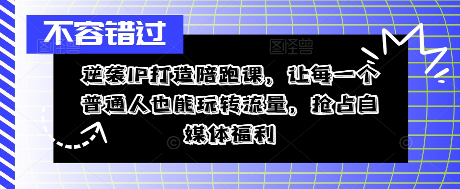 逆袭IP打造陪跑课，让每一个普通人也能玩转流量，抢占自媒体福利-文强博客