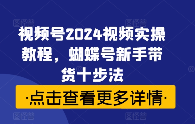 视频号2024视频实操教程，蝴蝶号新手带货十步法-文强博客