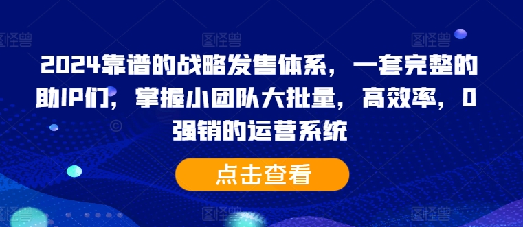 2024靠谱的战略发售体系，一套完整的助IP们，掌握小团队大批量，高效率，0 强销的运营系统-文强博客