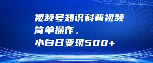 视频号知识科普视频，简单操作，小白日变现500+【揭秘】-文强博客