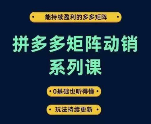 拼多多矩阵动销系列课，能持续盈利的多多矩阵，0基础也听得懂，玩法持续更新-文强博客