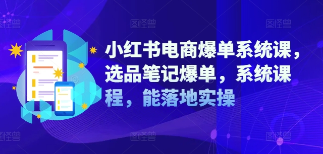 小红书电商爆单系统课，选品笔记爆单，系统课程，能落地实操-文强博客