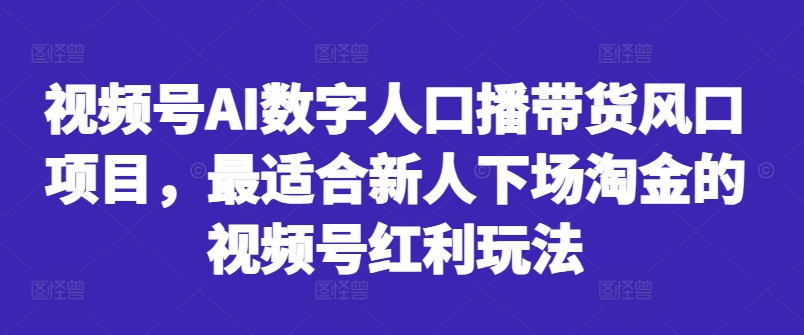 视频号AI数字人口播带货风口项目，最适合新人下场淘金的视频号红利玩法-文强博客