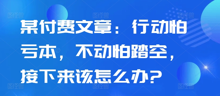 某付费文章：行动怕亏本，不动怕踏空，接下来该怎么办?-文强博客