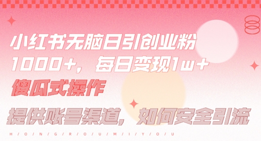 小红书无脑每日引流创业粉500+，小白每天只花半小时，躺赚长尾收益【揭秘】-文强博客