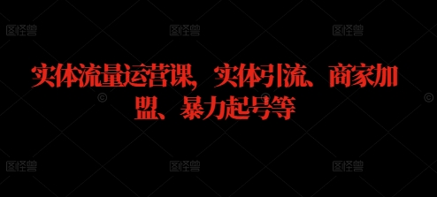 实体流量运营课，实体引流、商家加盟、暴力起号等-文强博客