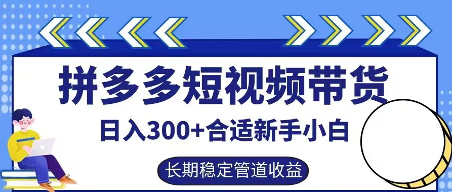 拼多多短视频带货日入300+有长期稳定被动收益，合适新手小白【揭秘】-文强博客