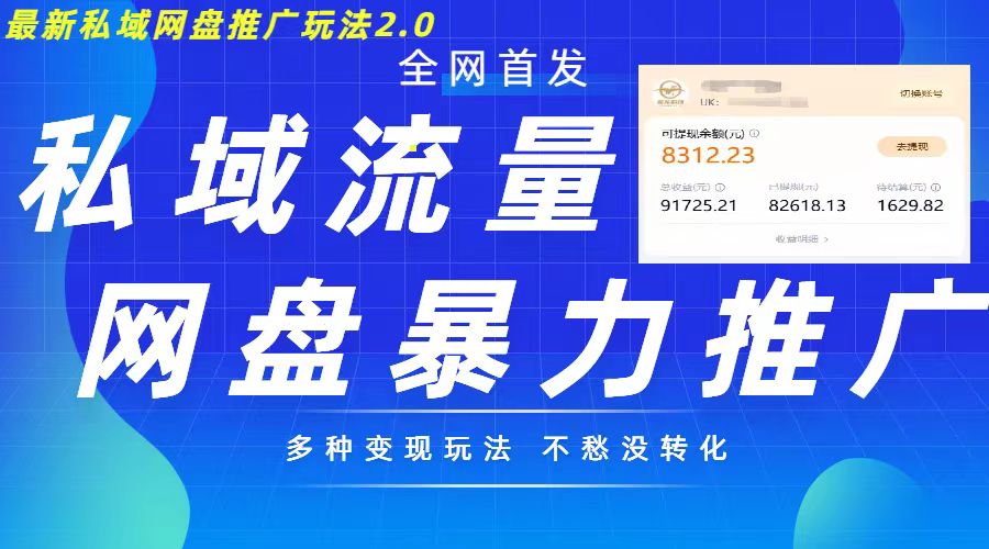 最新暴力私域网盘拉新玩法2.0，多种变现模式，并打造私域回流，轻松日入500+【揭秘】-文强博客