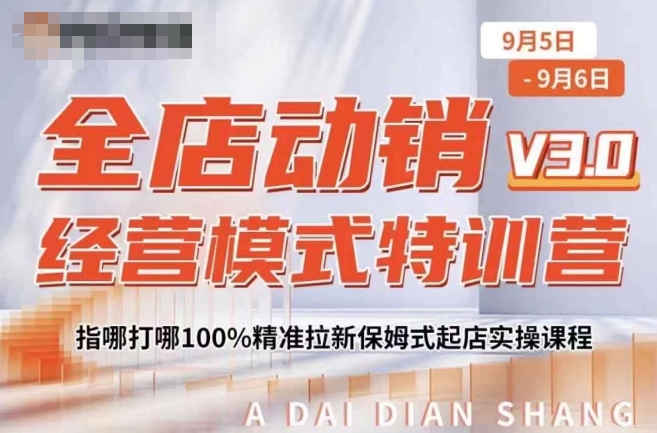 全店动销经营模式特训营，指哪打哪100%精准拉新保姆式起店实操课程-文强博客