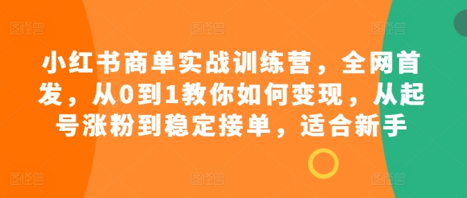 小红书商单实战训练营，全网首发，从0到1教你如何变现，从起号涨粉到稳定接单，适合新手-文强博客