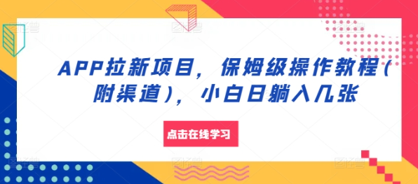 APP拉新项目，保姆级操作教程(附渠道)，小白日躺入几张【揭秘】-文强博客