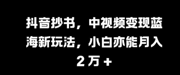 抖音抄书，中视频变现蓝海新玩法，小白亦能月入 过W【揭秘】-文强博客